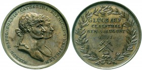 Westfalen, Königreich
Hieronymus Napoleon, 1807-1813
Bronzemedaille 1811 von Körner. Besuch des Königspaares in Clausthal. 43 mm.
vorzüglich, selte...