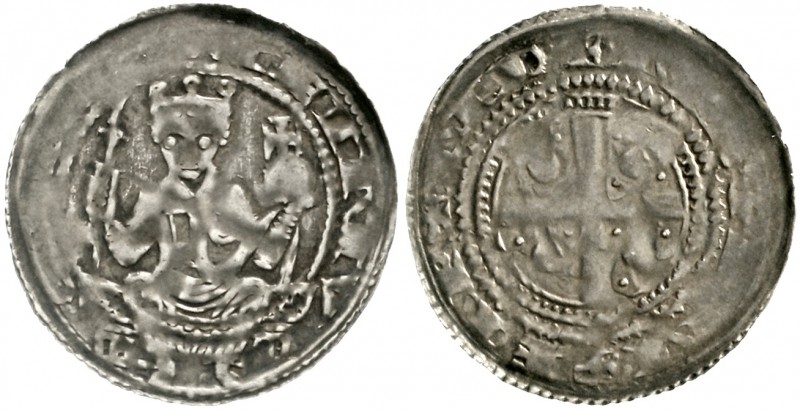 Wetzlar
Philipp, 1198-1208
Pfennig o.J. König thront v.v. mit Zepter und Reich...
