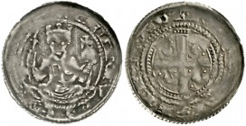 Wetzlar
Philipp, 1198-1208
Pfennig o.J. König thront v.v. mit Zepter und Reichsapfel/Kreuz, in den Winkeln Punkte.
sehr schön, Prägeschwäche