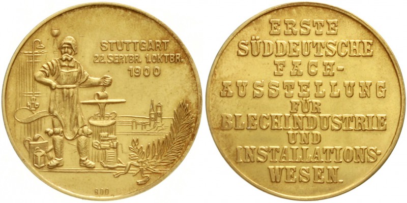 Württemberg-Stuttgart, Stadt
Vergold. Silbermedaille 1900 a.d. 1. Süddt. Fachau...
