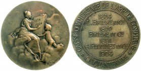 Bankwesen
Bronzemedaille 1904 von Dupuis. 50j. Bestehen der Handelsbank G. Plommet & Cie, vormals Briere & Cie. 51 mm.
vorzüglich, min. fleckig