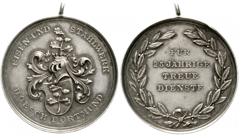 Bergbau
Dortmund
Tragb. Silbermedaille o.J. (um 1900) für 25j. treue Dienste. ...