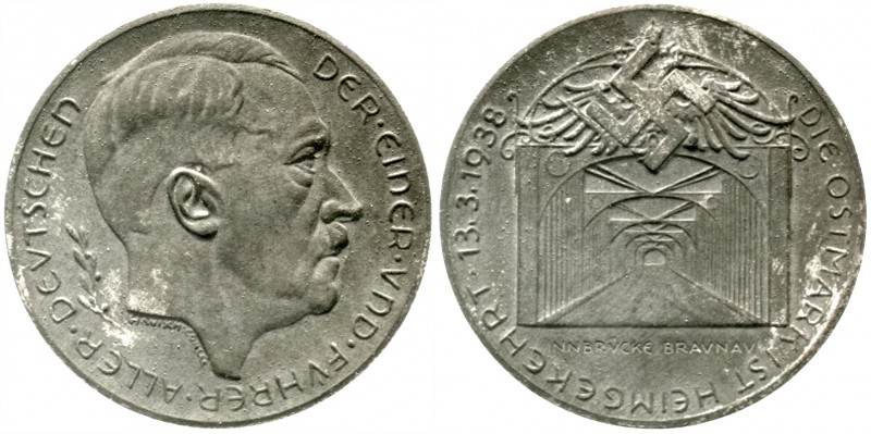 Drittes Reich
Zinkmedaille 1938 von Hanisch-Concée. Kopf Hitler r./Innbrücke Br...