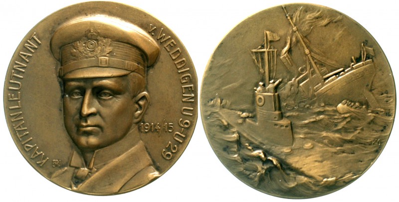 Erster Weltkrieg
Bronzemedaille 1915 von B.H. Mayer. Kapitänleutnant Otto Weddi...