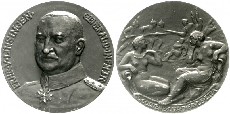 Erster Weltkrieg
Zinnmedaille o.J. (1915) von Küchler (?), auf General von Lins...