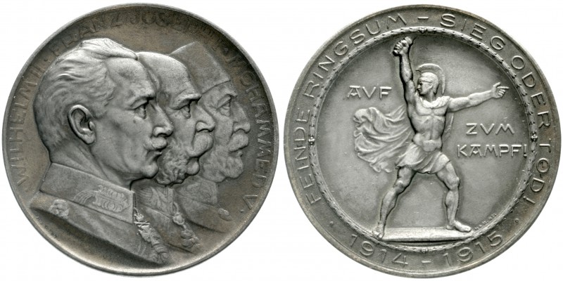 Erster Weltkrieg
Zinnmedaille 1915 von Mayer & Wilhelm, Stuttgart. Auf die Waff...