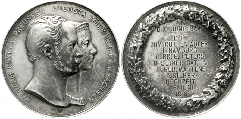 Freimaurer
Hamburg
Große Silbermedaille 1928 v. Kullrich, der Loge Zum Rothen ...