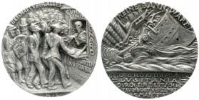 Münchner Medailleure
Karl Goetz
Englische Ausführung der Medaille v. 1915. Untergang der Lusitania/Menschen vor Reisebüro. 55 mm. Eisenguß.
vorzügl...