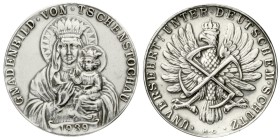 Münchner Medailleure
Karl Goetz
Zinkmedaille 1939. Gnadenbild von Tschenstochau. 36 mm.
vorzüglich, berieben