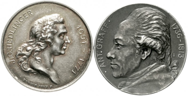 Numismatik
Schweiz
2 Silbermed.: 1893 v. Bovy (NumisGes. Genf) auf J.C. v. Hed...