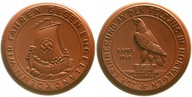 Porzellanmedaillen
Deutsches Reich
München: Besetzung von Norwegen 1940, braun, mit Datum. 50 mm.
prägefrisch