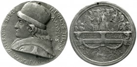 Renaissance
Italien
Bleigussmedaille o.J. nach (korrigierter) Vorlage der Med. 1469 des Bertoldo di Giovanni. Brb. Kaiser Friedrich III. mit Hut n l...
