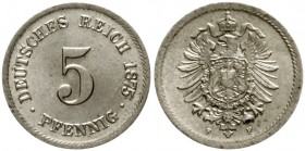5 Pfennig kleiner Adler, Kupfer/Nickel 1874-1889
1875 F. Stempelglanz