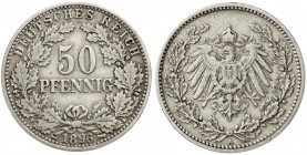 50 Pfennig gr. Adler Eichenzweige Silb. 1896-1903
1896 A.. sehr schön