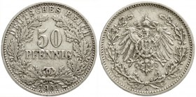 50 Pfennig gr. Adler Eichenzweige Silb. 1896-1903
1901 A. gutes sehr schön, kl. Kratzer