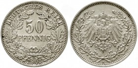 50 Pfennig gr. Adler Eichenzweige Silb. 1896-1903
1903 A. fast Stempelglanz