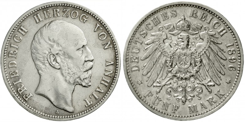 Anhalt
Friedrich I., 1871-1904
5 Mark 1896 A. sehr schön