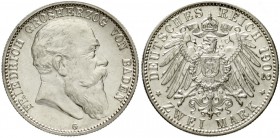 Baden
Friedrich I., 1856-1907
2 Mark 1902 G. fast Stempelglanz