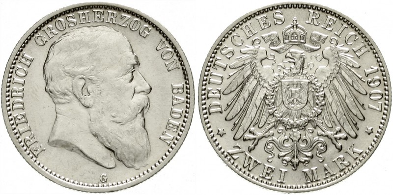 Baden
Friedrich I., 1856-1907
2 Mark 1907 G. prägefrisch