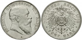 Baden
Friedrich I., 1856-1907
5 Mark 1902 G. vorzüglich/Stempelglanz, kl. Kratzer