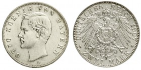 Bayern
Otto, 1886-1913
2 Mark 1907 D. fast Stempelglanz, Prachtexemplar
