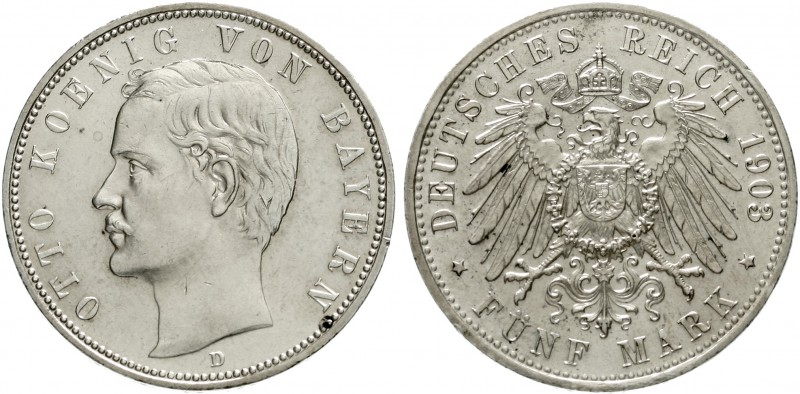 Bayern
Otto, 1886-1913
5 Mark 1903 D. vorzüglich/Stempelglanz