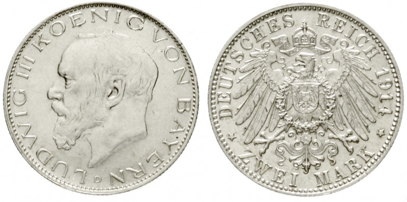 Bayern
Ludwig III., 1913-1918
2 Mark 1914 D. gutes vorzüglich