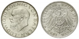 Bayern
Ludwig III., 1913-1918
3 Mark 1914 D. fast Stempelglanz, winz. Randfehler und min. Kratzer