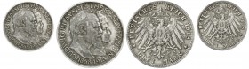 Bayern
Ludwig III., 1913-1918
3 Mark 1918 D. Goldene Hochzeit (Bayern-Hochzeit). Auflage nur 130 Ex. Mit Gutachten Franquinet.
fast Stempelglanz, s...