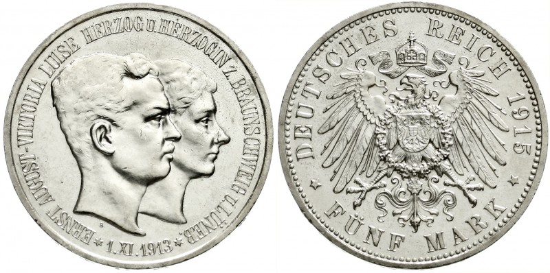 Braunschweig
Ernst August, 1913-1916
5 Mark 1915 A. Mit Lüneburg.
fast Stempe...
