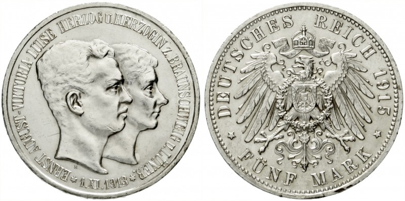 Braunschweig
Ernst August, 1913-1916
5 Mark 1915 A. Mit Lüneburg.
gutes vorzü...