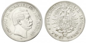 Hessen
Ludwig III., 1848-1877
2 Mark 1876 H. vorzüglich/Stempelglanz, min. berieben, sehr selten in dieser Erhaltung
