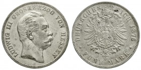 Hessen
Ludwig III., 1848-1877
5 Mark 1876 H. sehr schön/vorzüglich, überdurchschnittlich