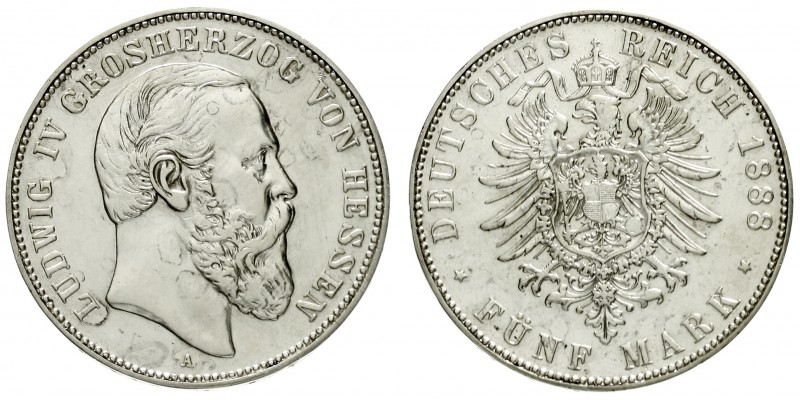 Hessen
Ludwig IV., 1877-1892
5 Mark 1888 A. fast vorzüglich, berieben