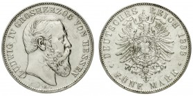 Hessen
Ludwig IV., 1877-1892
5 Mark 1888 A. fast vorzüglich, berieben
