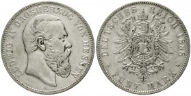 Hessen
Ludwig IV., 1877-1892
5 Mark 1888 A. sehr schön, kl. Kratzer