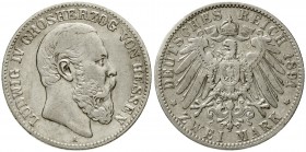 Hessen
Ludwig IV., 1877-1892
2 Mark 1891 A. fast sehr schön