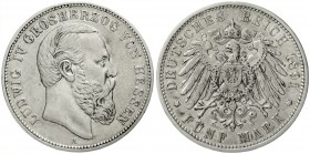 Hessen
Ludwig IV., 1877-1892
5 Mark 1891 A. sehr schön, kl. Randfehler