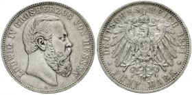 Hessen
Ludwig IV., 1877-1892
5 Mark 1891 A. sehr schön, kl. Randfehler und Kratzer