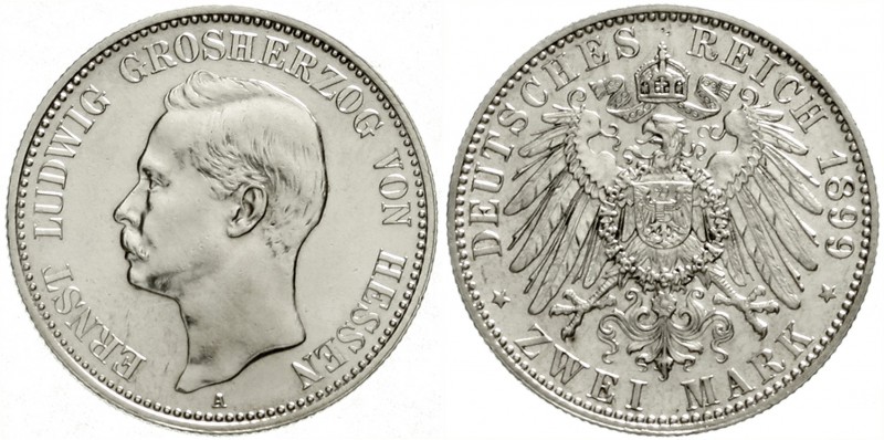 Hessen
Ernst Ludwig, 1892-1918
2 Mark 1899 A. vorzüglich, etwas berieben