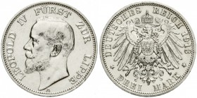 Lippe
Leopold IV., 1904-1918
3 Mark 1913 A. vorzüglich, berieben