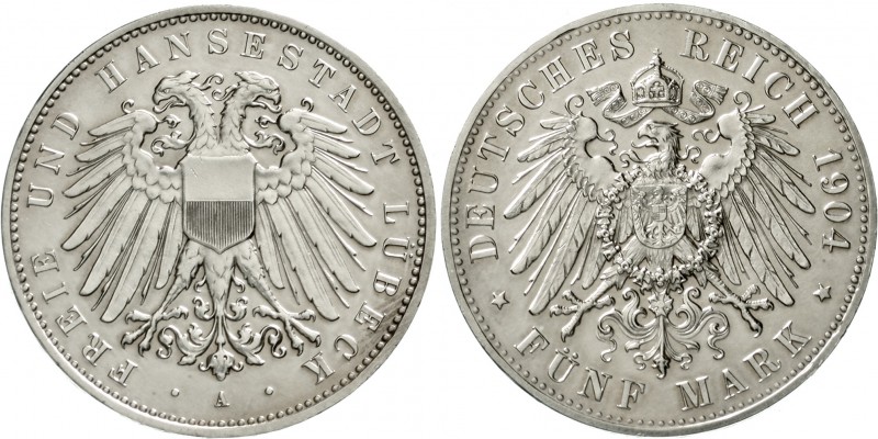 Lübeck
5 Mark 1904 A. Polierte Platte, etwas berieben