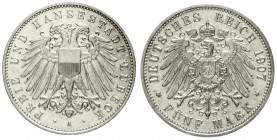 Lübeck
5 Mark 1907 A. vorzüglich, winz. Kratzer
