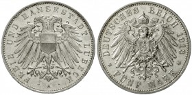 Lübeck
5 Mark 1913 A. vorzüglich/Stempelglanz, selten