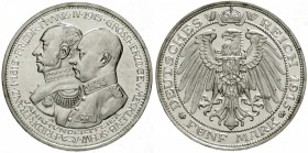 Mecklenburg/-Schwerin
Friedrich Franz IV., 1897-1918
5 Mark 1915 A. 100 Jahrfeier.
Polierte Platte, winz. Kratzer