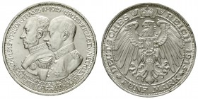 Mecklenburg/-Schwerin
Friedrich Franz IV., 1897-1918
5 Mark 1915 A. 100 Jahrfeier.
vorzüglich/Stempelglanz, kl. Randfehler