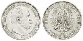 Preußen
Wilhelm I., 1861-1888
2 Mark 1876 A. gutes vorzüglich