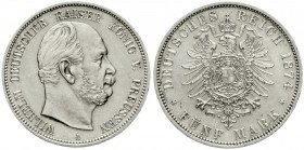 Preußen
Wilhelm I., 1861-1888
5 Mark 1874 A. prägefrisch/fast Stempelglanz, winz. Randfehler