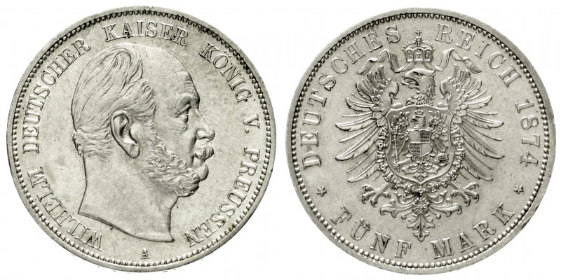 Preußen
Wilhelm I., 1861-1888
5 Mark 1874 A. gutes vorzüglich, kl. Randfehler...