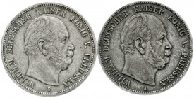Preußen
Wilhelm I., 1861-1888
2 X 5 Mark: 1875 B und 1876 A. fast vorzüglich und sehr schön, beide schöne Patina